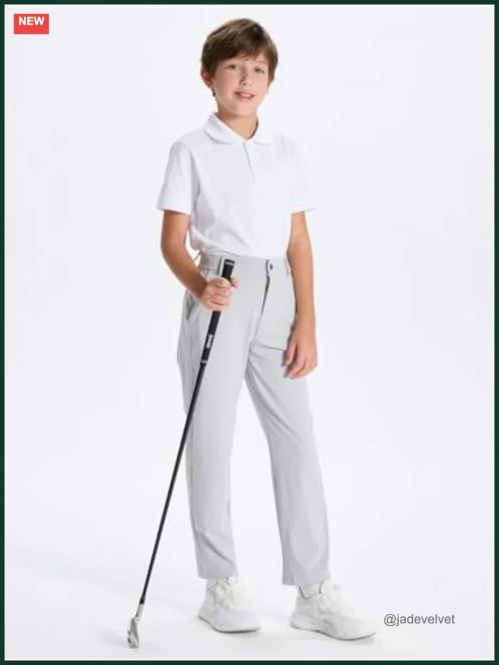Youth Boys Stretch Golf Pants Tapered Flat Front Chino 4-Pocket
